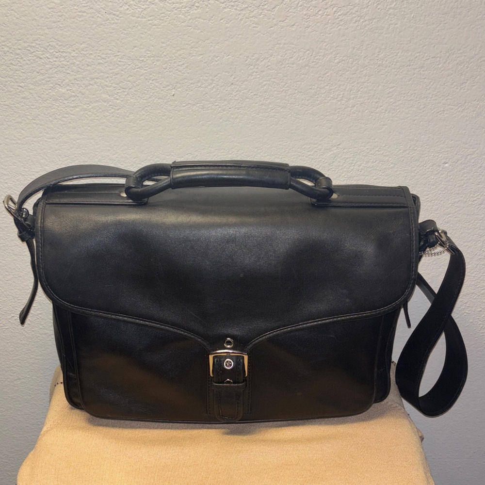 Coach Logan BLK Leather Large Business Portfolio Messenger Laptop #5238 - Picture 2 of 11